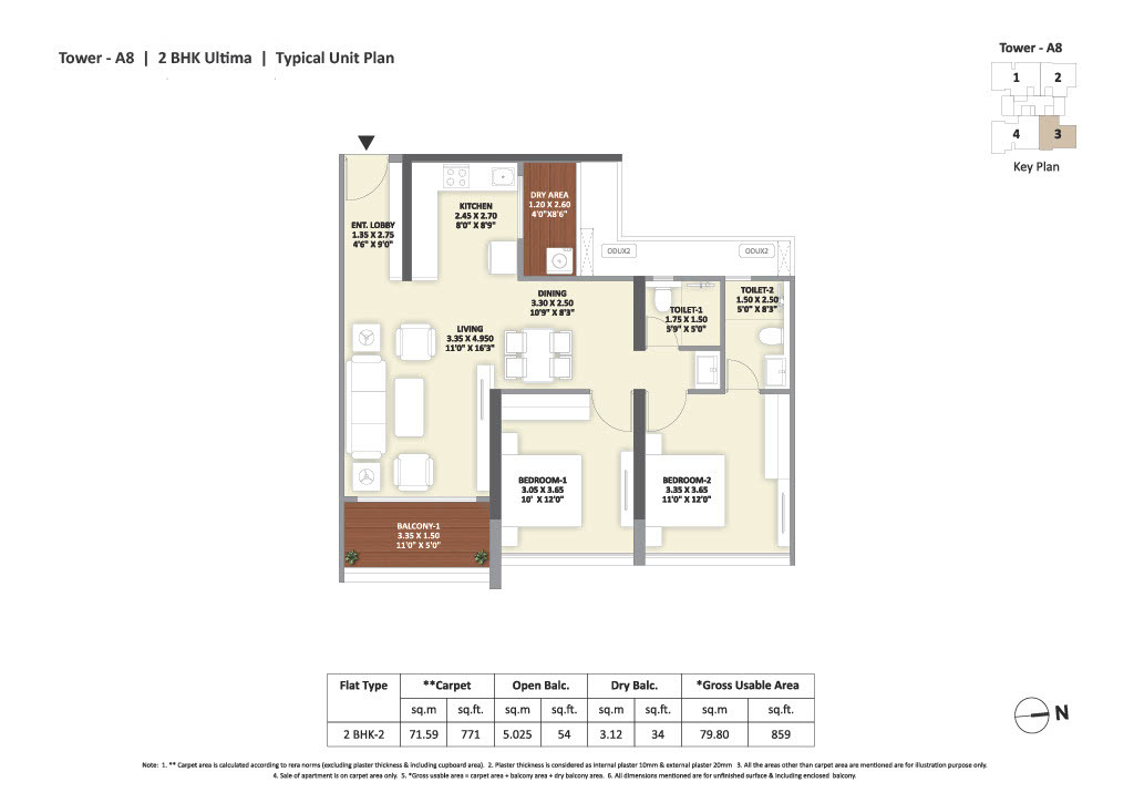 2 BHK Ultima floor plan